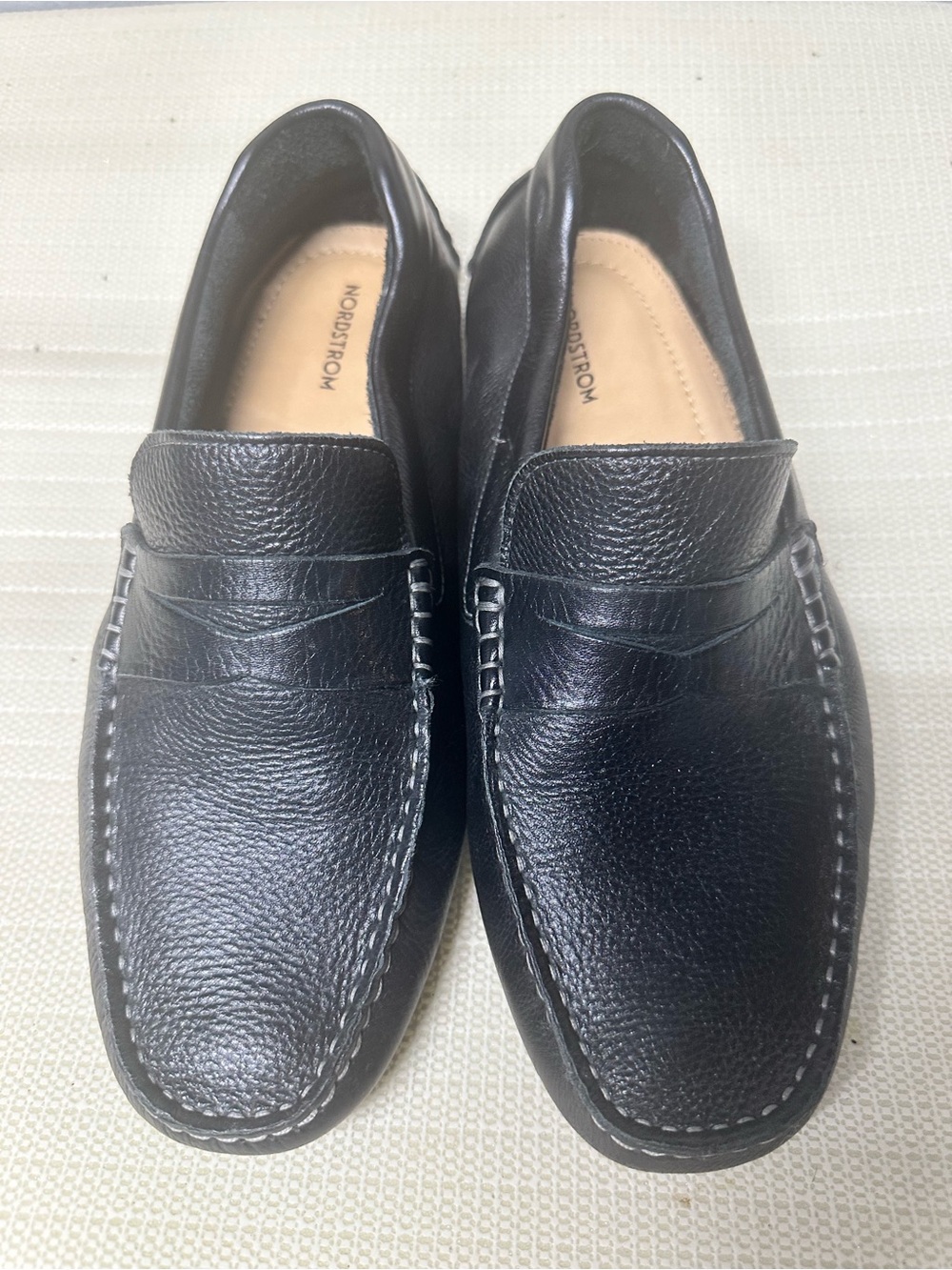 Nordstrom Men’s Black Leather Driving Loafers Penny Moc Shoes 8.5M